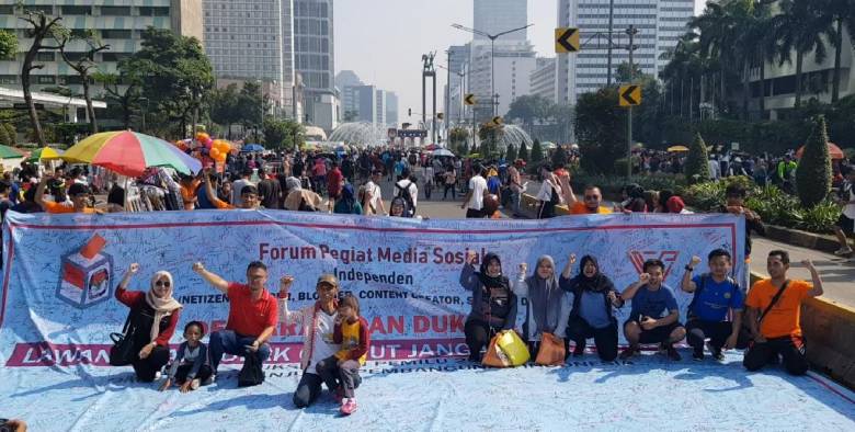 Pengunjung CFD Jakarta Ikuti Deklarasi Lawan Hoax dan Tolak Golput